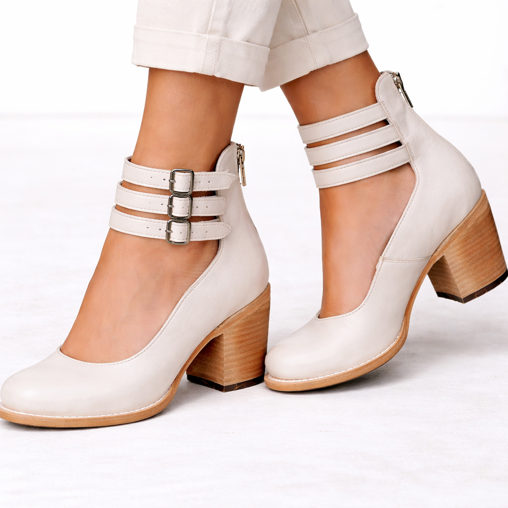 Womens Elegant Heeled Ankle Boots Leather 2