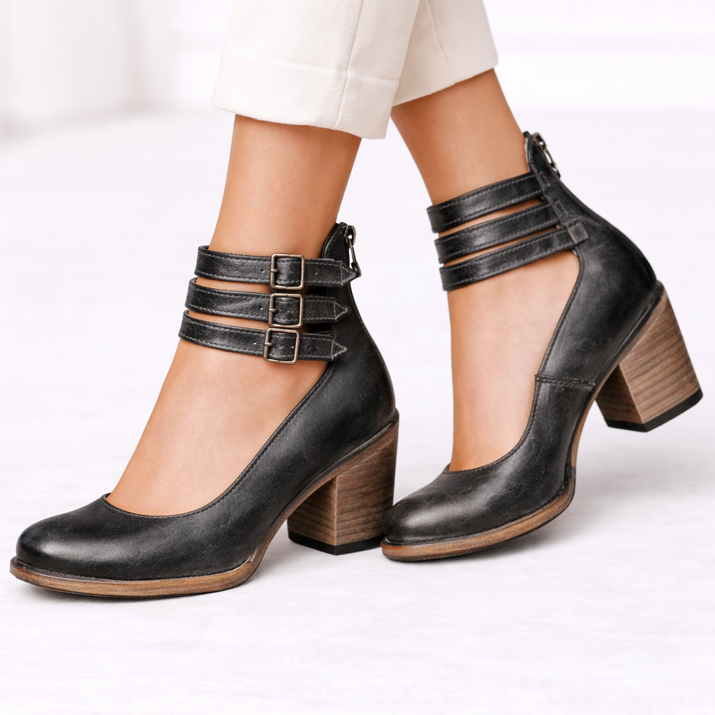 Womens Elegant Heeled Ankle Boots Leather 3