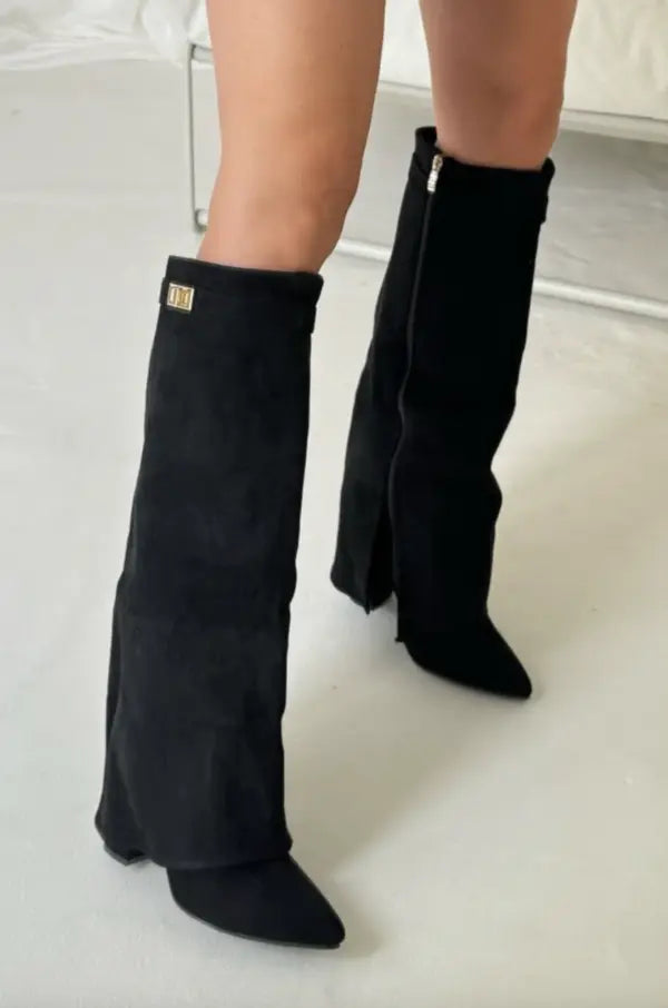 Womens Elegant Knee High Black Boots Leather Comfort 1