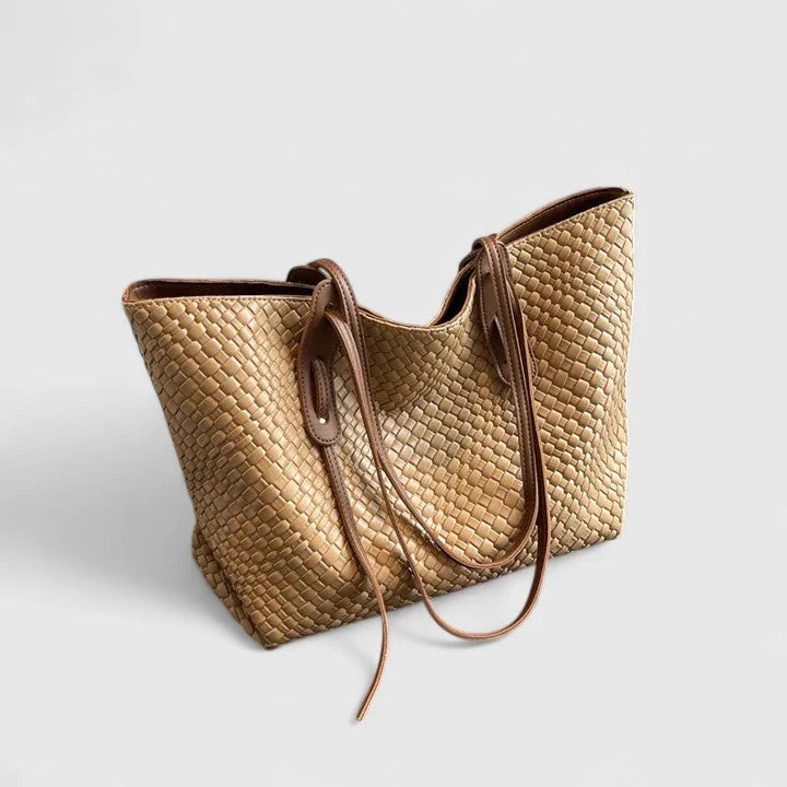 Womens Elegant Spacious Tote Bag Lightweight Woven Fabric 2
