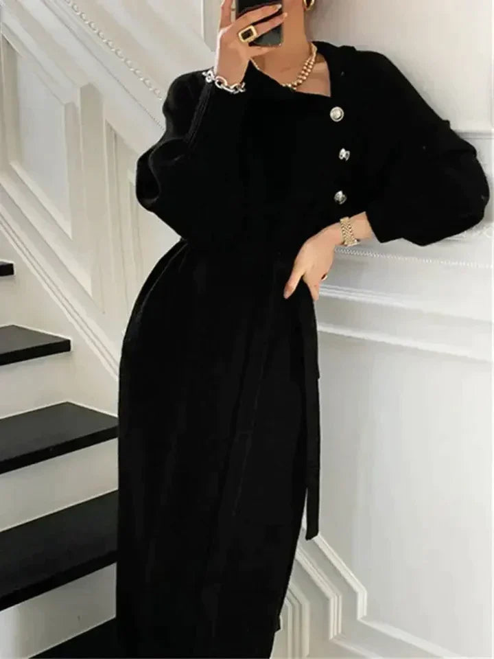 Womens Elegant Turtleneck Tie Waist Sweater Winter Dress Knit 2