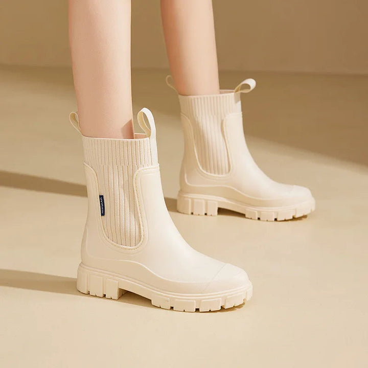 Womens Elegant Waterproof Non-Slip Boots Leather 5