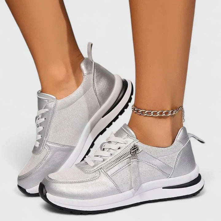 Women's Trainers Elegant Zipper Comfort Shoes Non-Slip Gel Sole 6