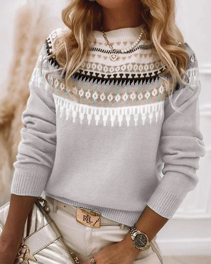 Womens Fair Isle Knit Jumper Soft Two Tone Casual Knit 1