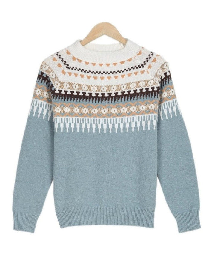 Womens Fair Isle Knit Jumper Soft Two Tone Casual Knit 7