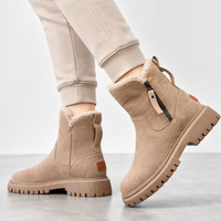 Womens Faux Fur Lined Chunky Sole Ankle Boots