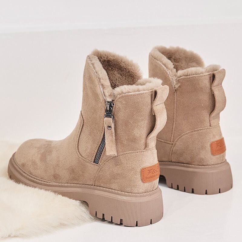 Womens Faux Fur Lined Chunky Sole Ankle Boots 2