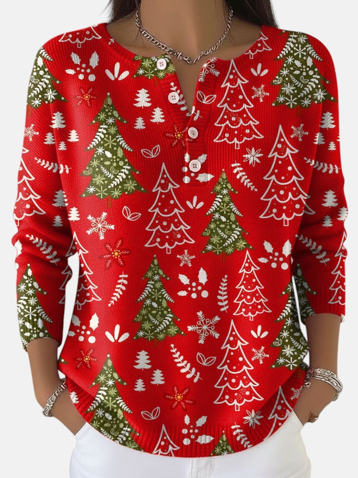 Womens Festive Button Front Sweater Knit Winter Comfort 2