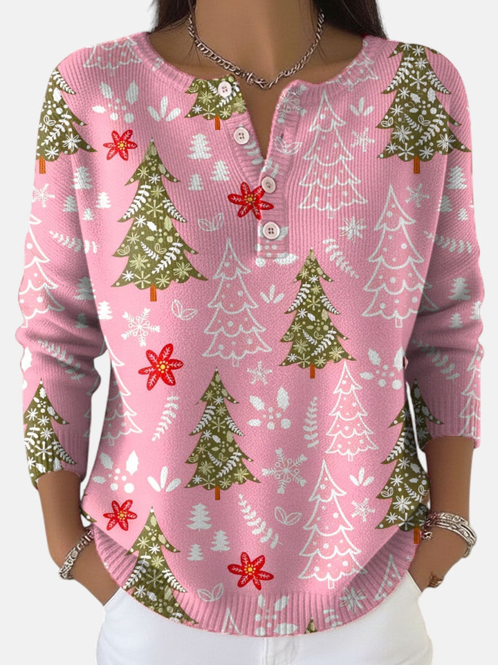 Womens Festive Button Front Sweater Knit Winter Comfort 4