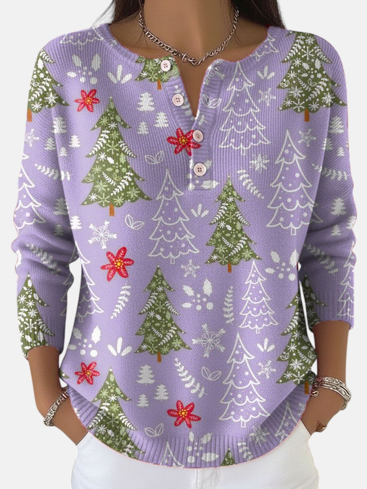 Womens Festive Button Front Sweater Knit Winter Comfort 5