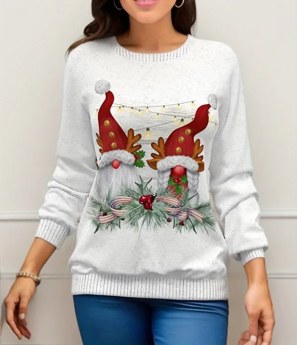 Womens Festive Snowman Long Sleeve Jumper Knit Pullover 0