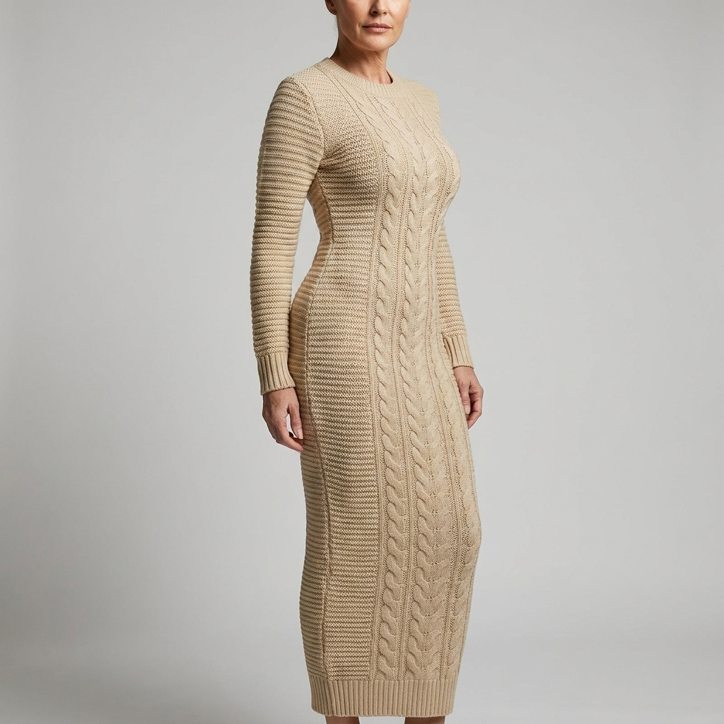 Womens Floral Bohemian Long Sleeve Bodycon Maxi Winter Dress Knit 5
