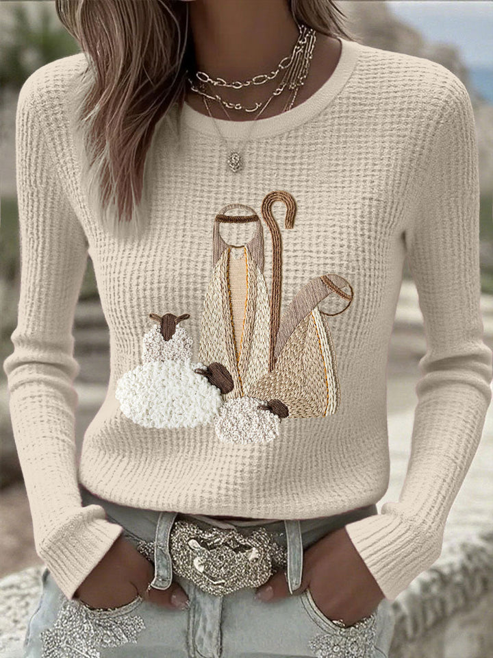 Womens Floral Bohemian Long Sleeve Top Cotton 0