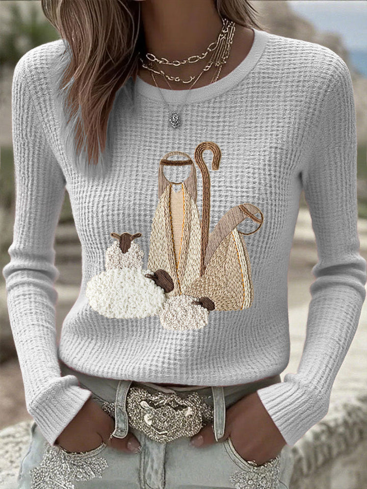 Womens Floral Bohemian Long Sleeve Top Cotton 4