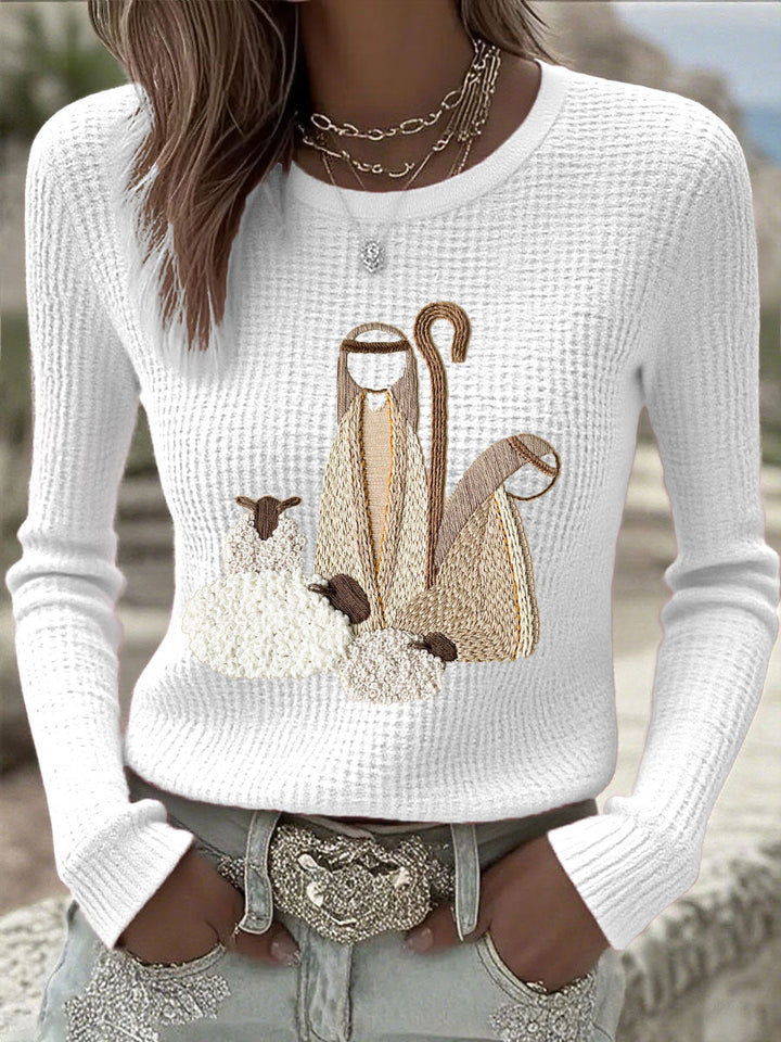Womens Floral Bohemian Long Sleeve Top Cotton 5