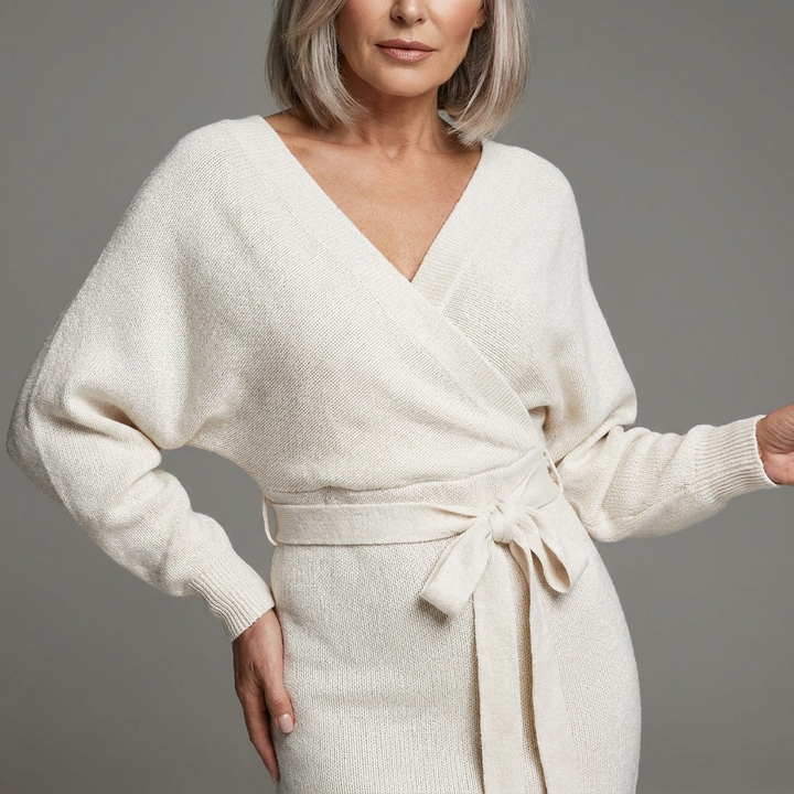 Womens Floral Bohemian Long Sleeve Wrap Winter Dress Knit 7