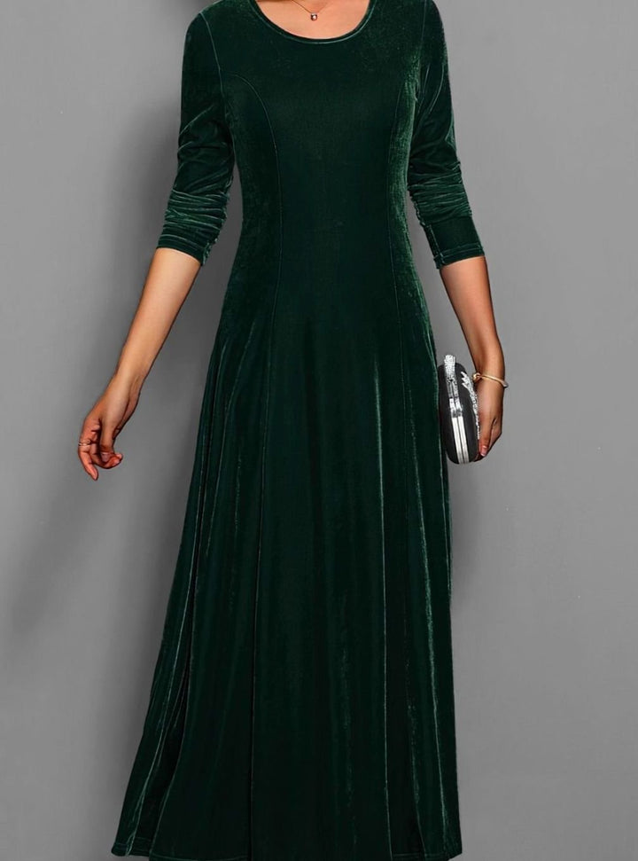 Womens Formal Long Sleeve Maxi Dress Velvet A-Line 1