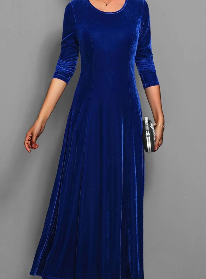 Womens Formal Long Sleeve Maxi Dress Velvet A-Line 2