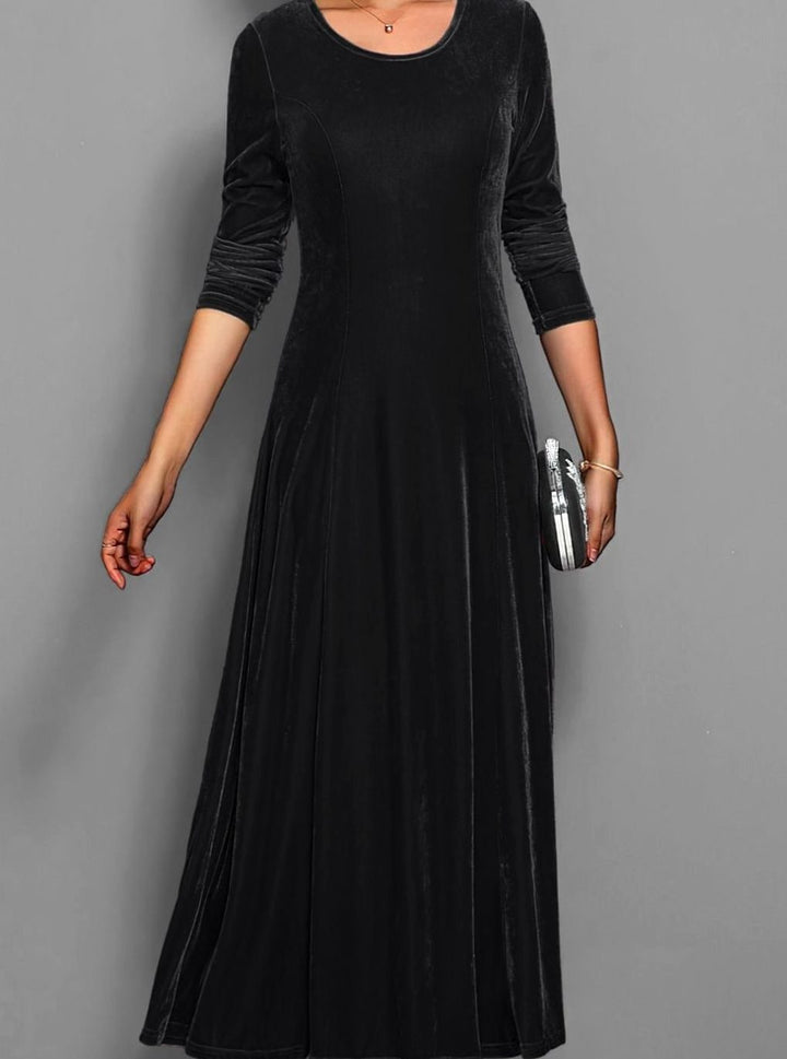 Womens Formal Long Sleeve Maxi Dress Velvet A-Line 3