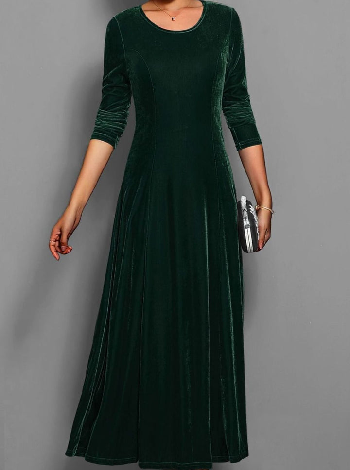 Womens Formal Long Sleeve Maxi Dress Velvet A-Line 4