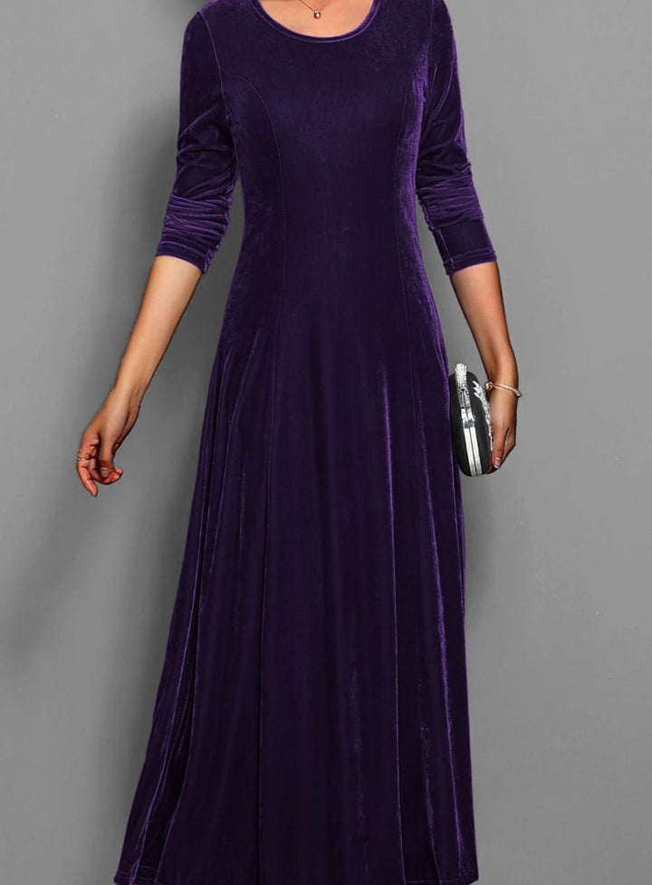 Womens Formal Long Sleeve Maxi Dress Velvet A-Line 5