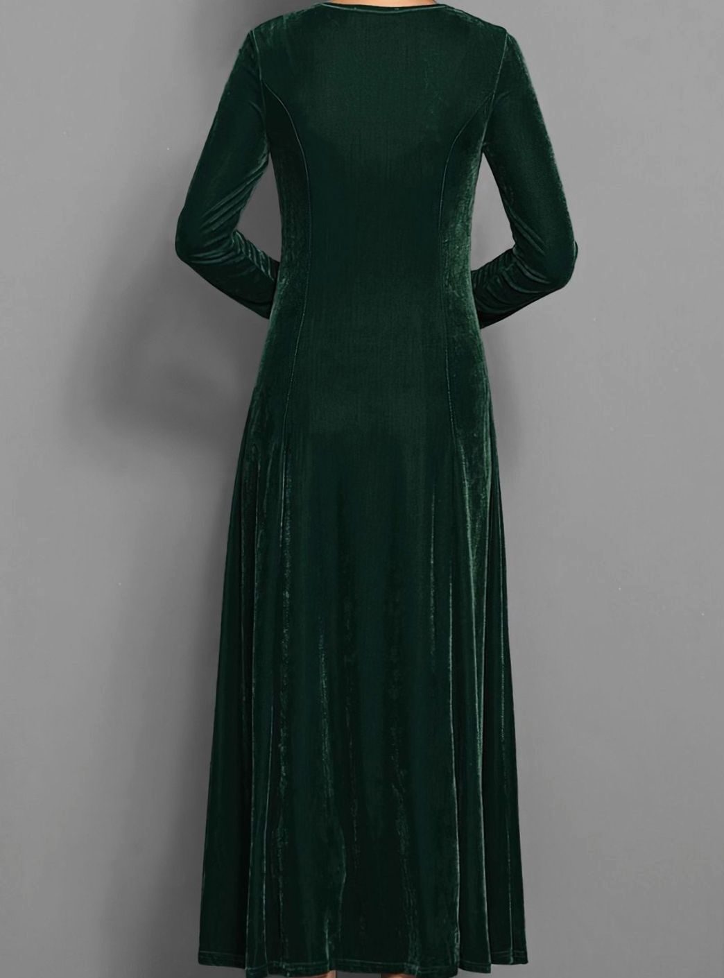 Womens Formal Long Sleeve Maxi Dress Velvet A-Line 7