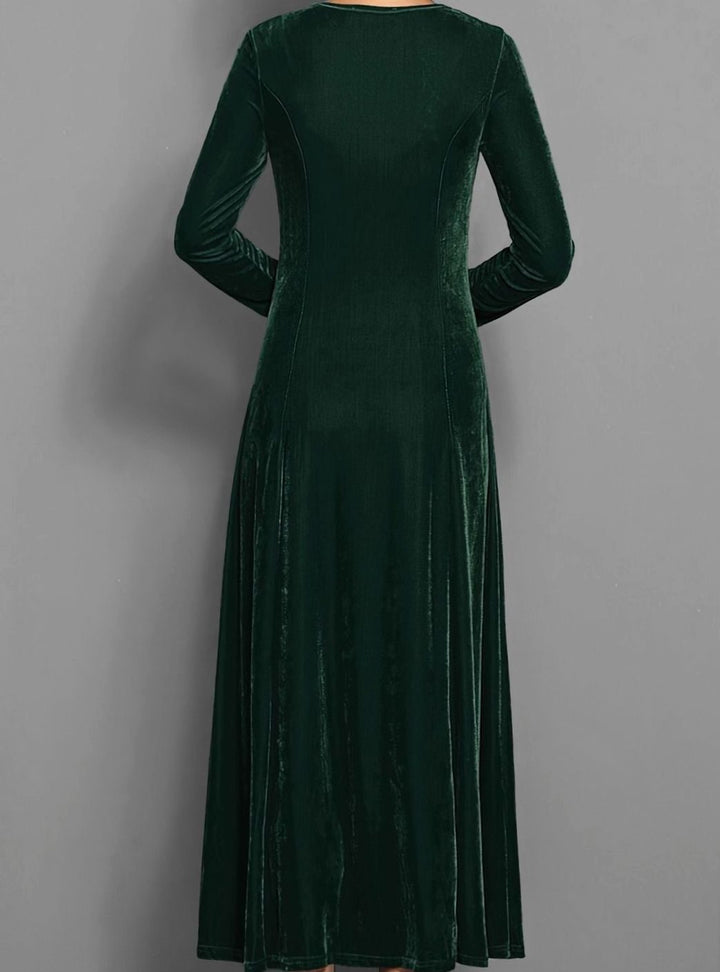 Womens Formal Long Sleeve Maxi Dress Velvet A-Line 7