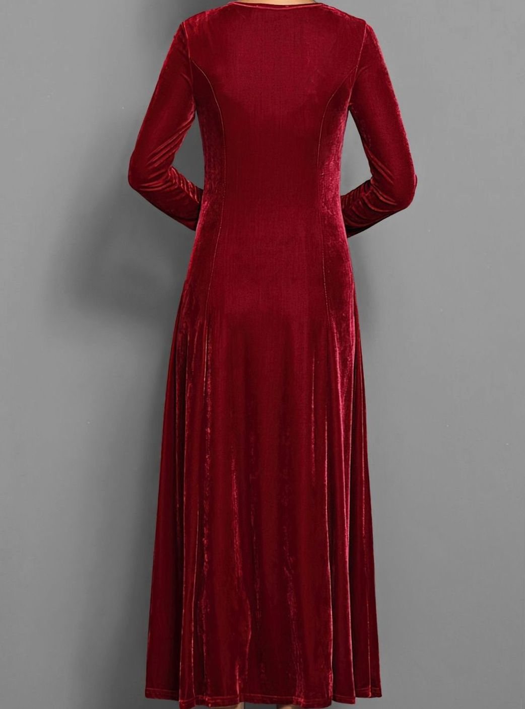 Womens Formal Long Sleeve Maxi Dress Velvet A-Line 8