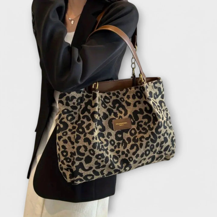 Womens Leopard Print Canvas Tote Bag Durable Everyday Carry 1