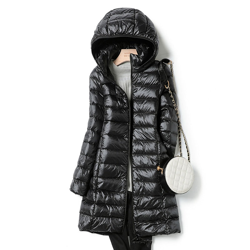 Womens Longline Hooded Puffer Coat Lightweight Winter Coats 0