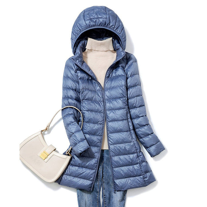 Womens Longline Hooded Puffer Coat Lightweight Winter Coats 1