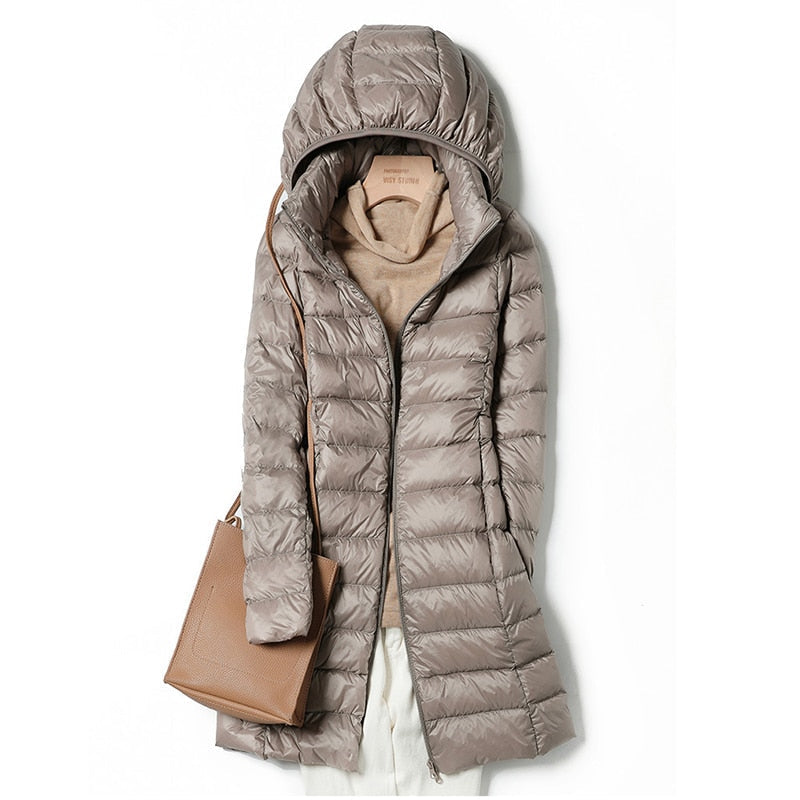 Womens Longline Hooded Puffer Coat Lightweight Winter Coats 2