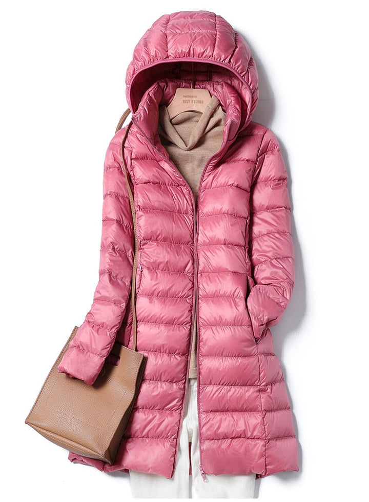 Womens Longline Hooded Puffer Coat Lightweight Winter Coats 3