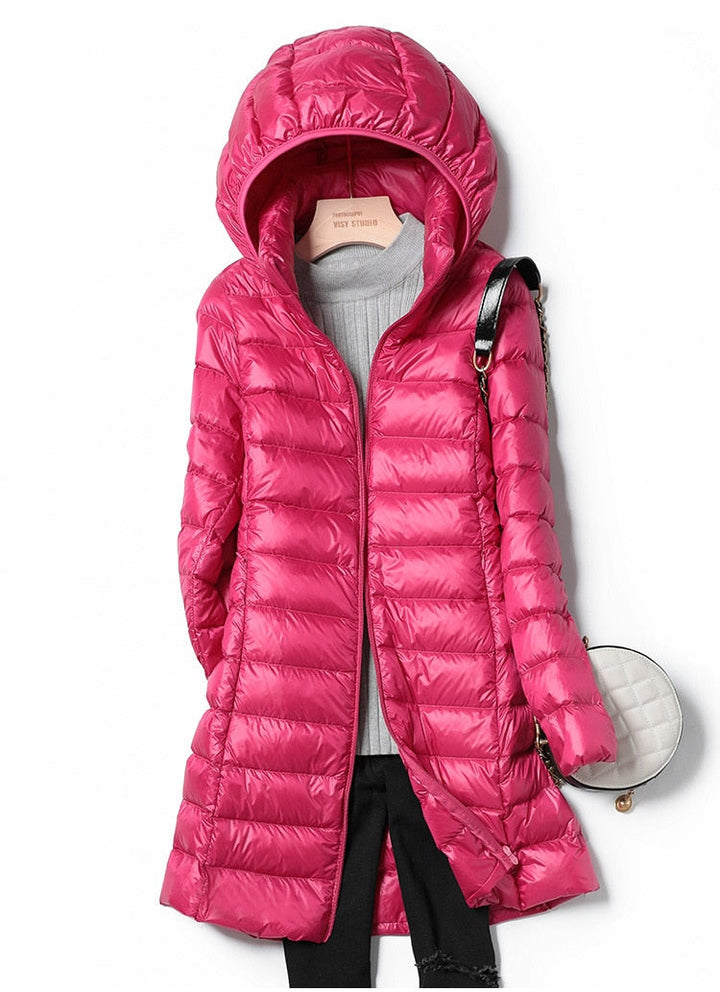 Womens Longline Hooded Puffer Coat Lightweight Winter Coats 5