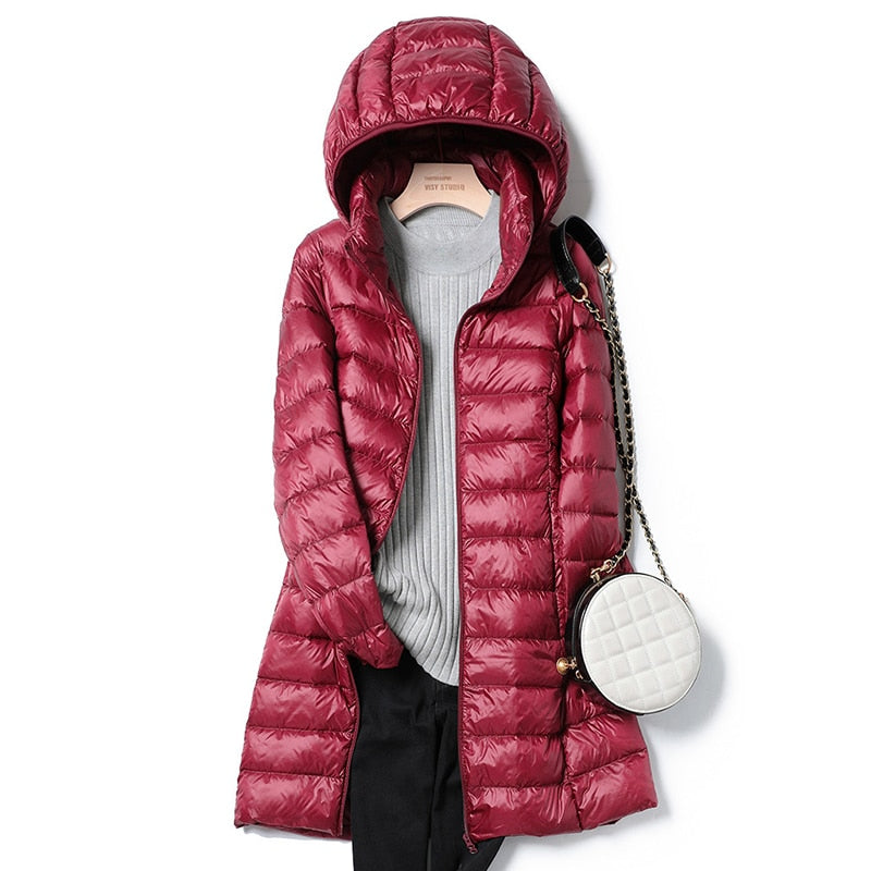 Womens Longline Hooded Puffer Coat Lightweight Winter Coats 6