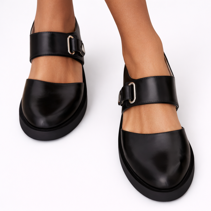Womens Modern Mary Jane Flats Comfortable Leather Flat Shoes 2
