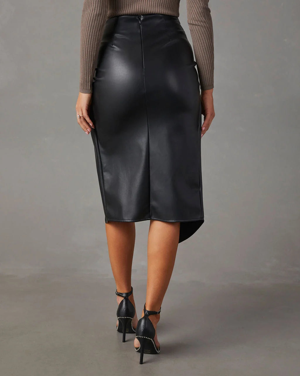Womens Modern Slit Leather Skirt Stylish Design 2