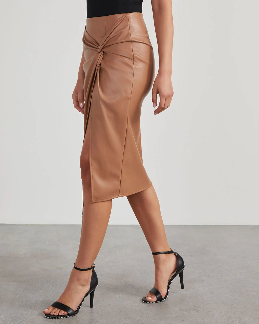 Womens Modern Slit Leather Skirt Stylish Design 3