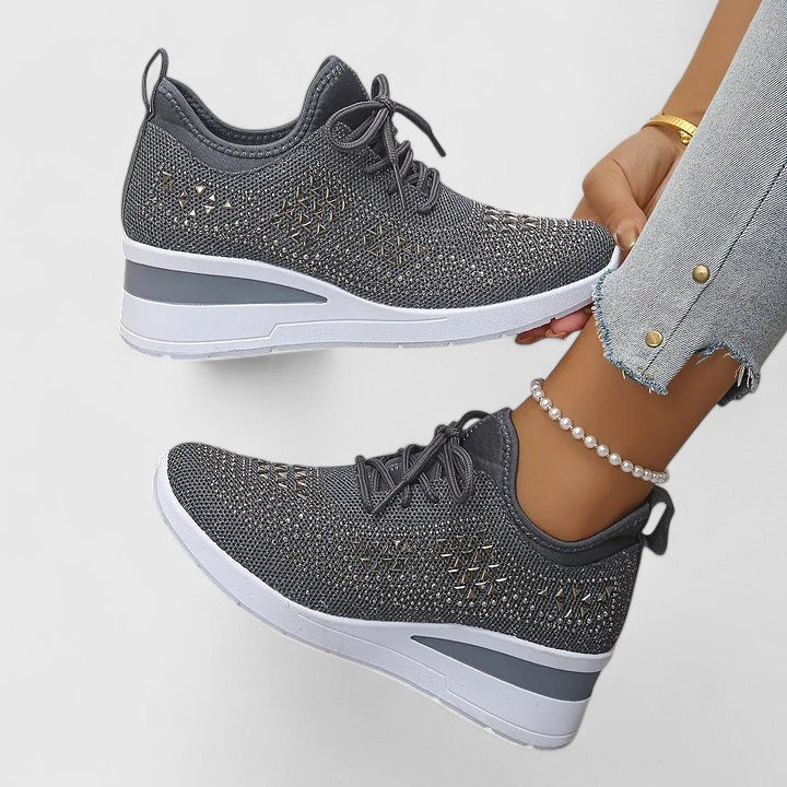 Women's Trainers Mesh Comfort Shoes Orthopaedic Rhinestone Strap 1