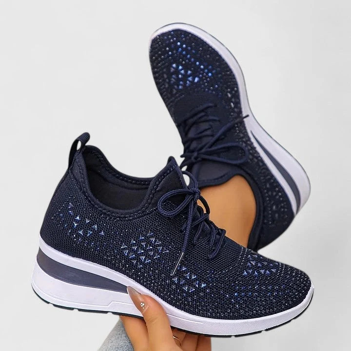 Women's Trainers Mesh Comfort Shoes Orthopaedic Rhinestone Strap 4