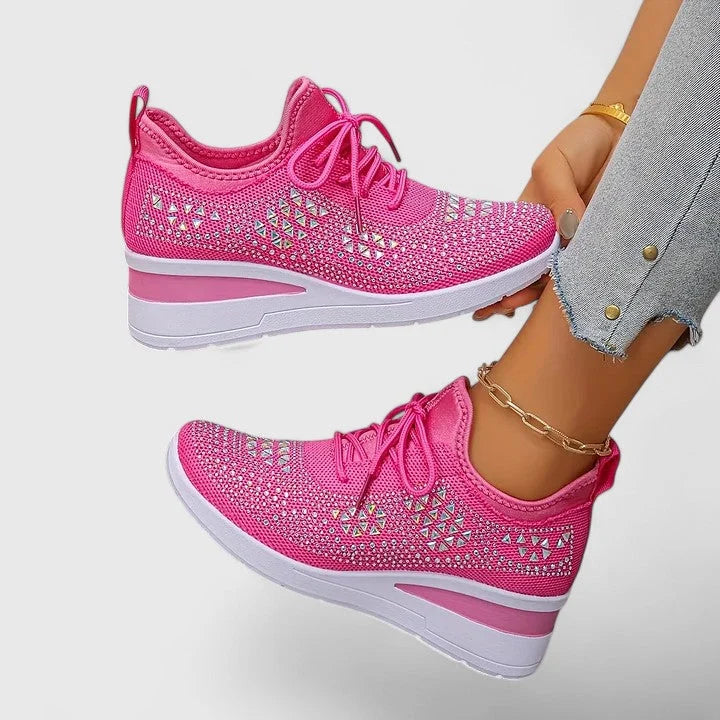 Women's Trainers Mesh Comfort Shoes Orthopaedic Rhinestone Strap 5