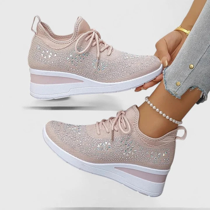 Women's Trainers Mesh Comfort Shoes Orthopaedic Rhinestone Strap 6