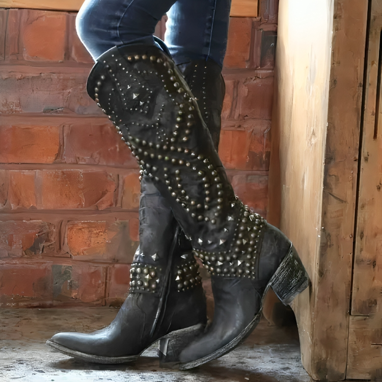 Womens Orthopaedic Pointed Toe Knee High Boots Leather 0