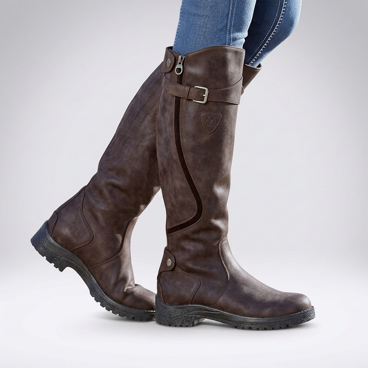 Womens Orthopaedic Tall Buckle Knee High Boots Leather 2