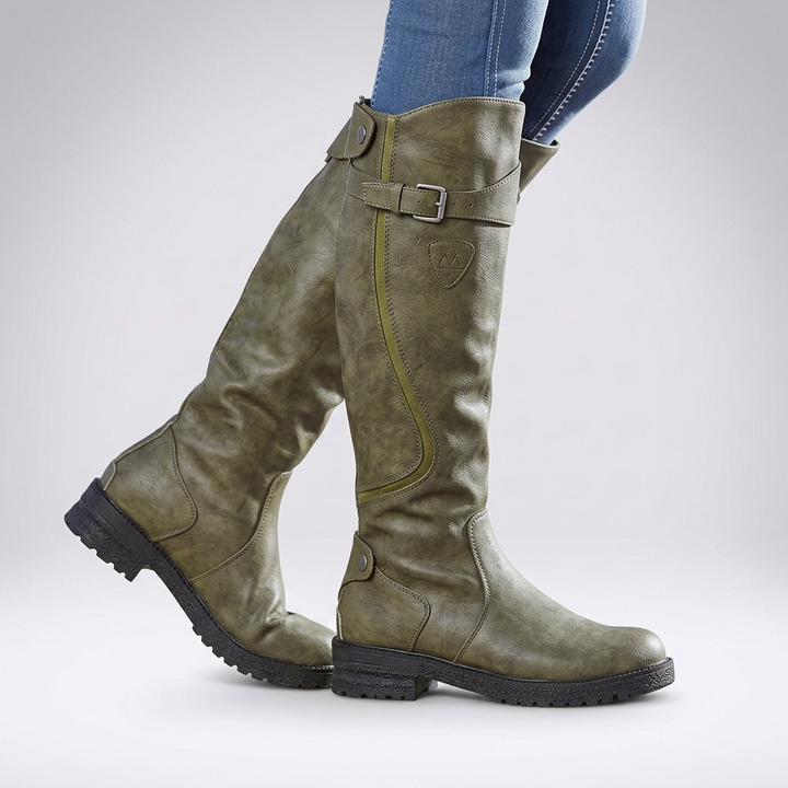 Womens Orthopaedic Tall Buckle Knee High Boots Leather 3
