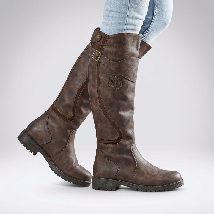 Womens Orthopaedic Tall Buckle Knee High Boots Leather 4