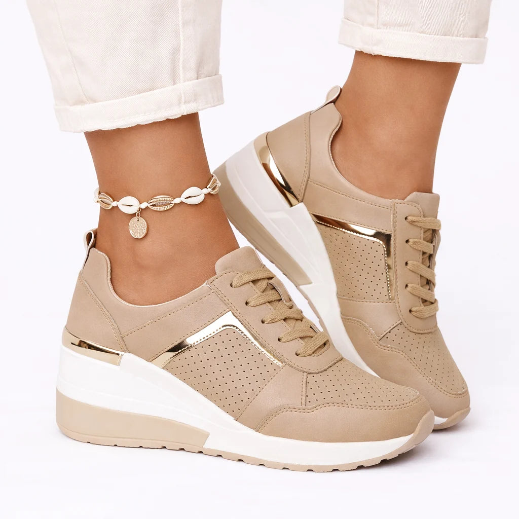 Women's Trainers Lace-Up Walking Shoes Wedge Sole Comfort 0