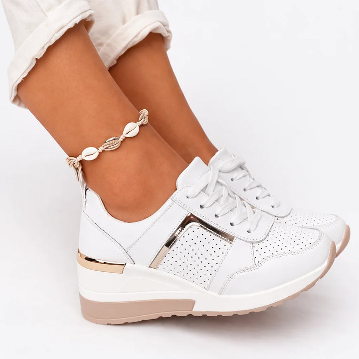 Women's Trainers Lace-Up Walking Shoes Wedge Sole Comfort 1