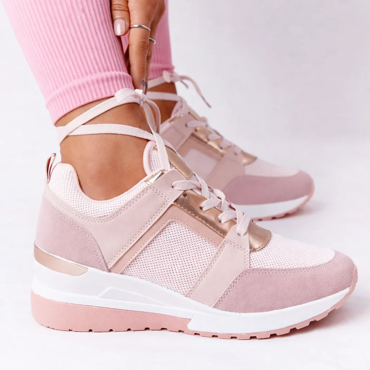Women's Trainers Lace-Up Walking Shoes Wedge Sole Comfort 2