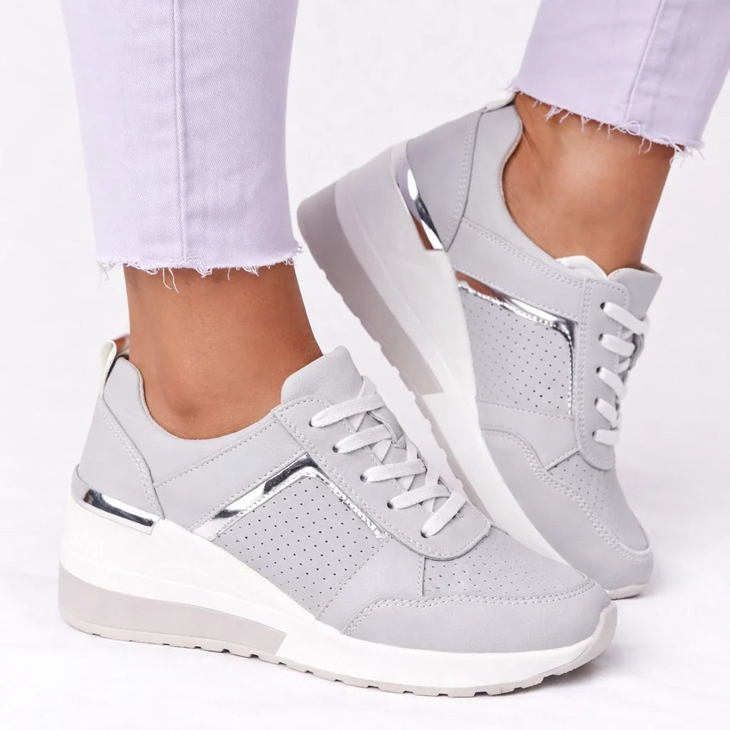 Women's Trainers Lace-Up Walking Shoes Wedge Sole Comfort 3